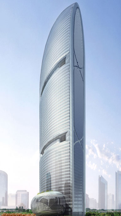 SOM设计的广州珠江大厦封顶2