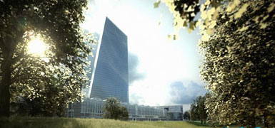 法兰克福的欧洲中央银行大厦开始施工1