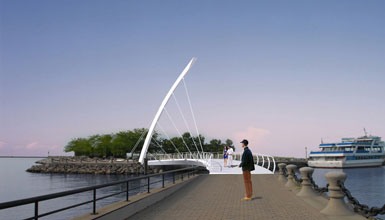 美国克利夫兰Voinovich公园建造可移动的人行桥4