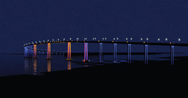 美国圣地亚哥大桥安装了可控的LED灯光秀 1
