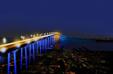 美国圣地亚哥大桥安装了可控的LED灯光秀 2