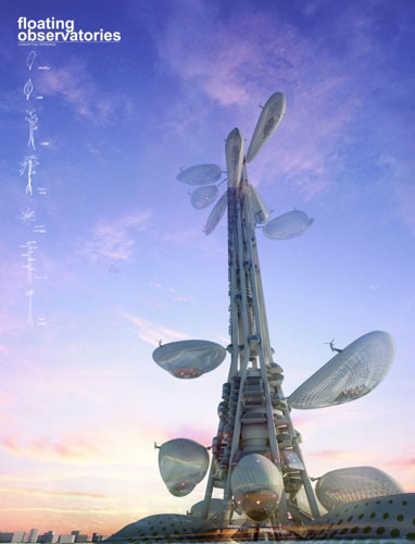 台湾塔设计概念国际竞赛一等奖：漂浮的了望台1