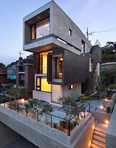 sae min oh在韩国首尔设计三代人居住的h屋